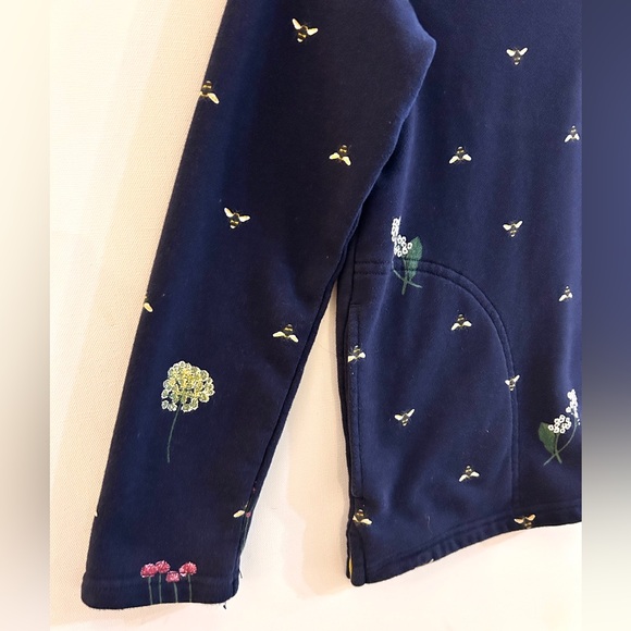 Joules Bee & Wildflower Half Zip Pullover Navy Sweatshirt UK 8 US 4 - Picture 6 of 10